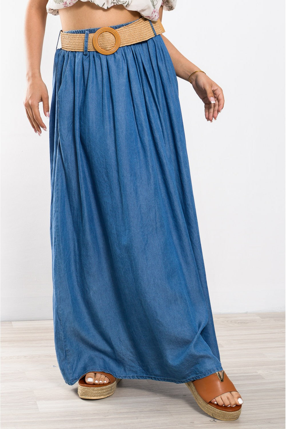 Φούστα denim look maxi σε Α γραμμή