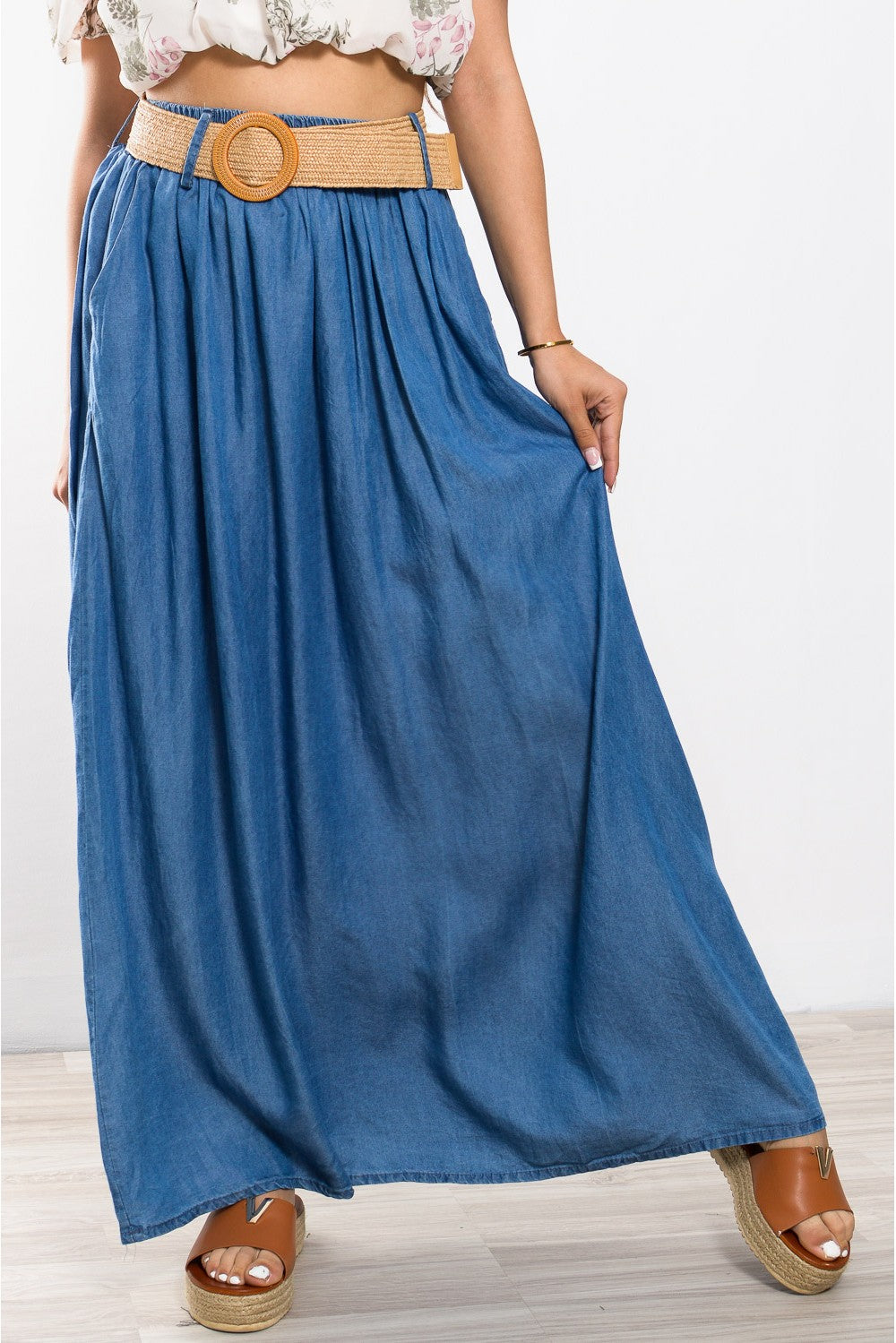 Φούστα denim look maxi σε Α γραμμή