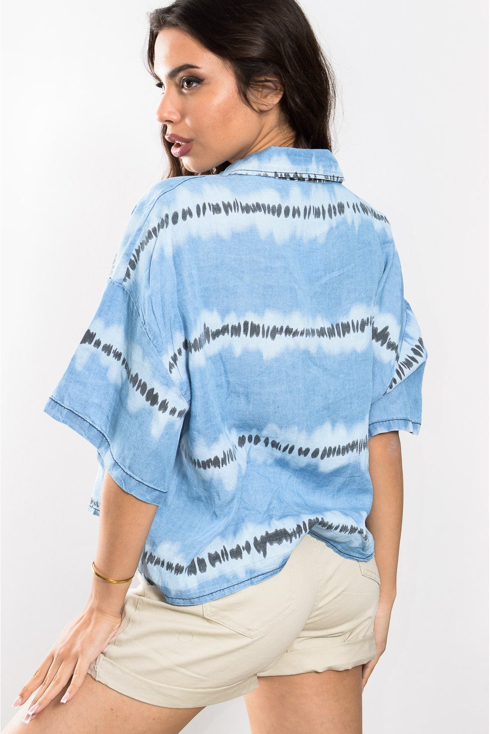 Πουκαμίσα loose denim look tie dye