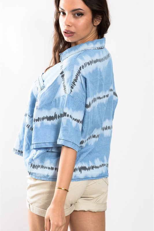 Πουκαμίσα loose denim look tie dye