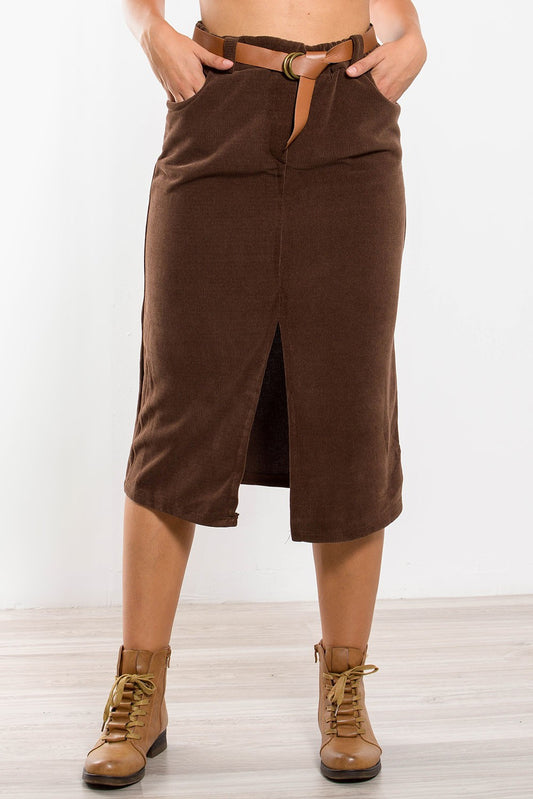 Φούστα midi κοτλέ