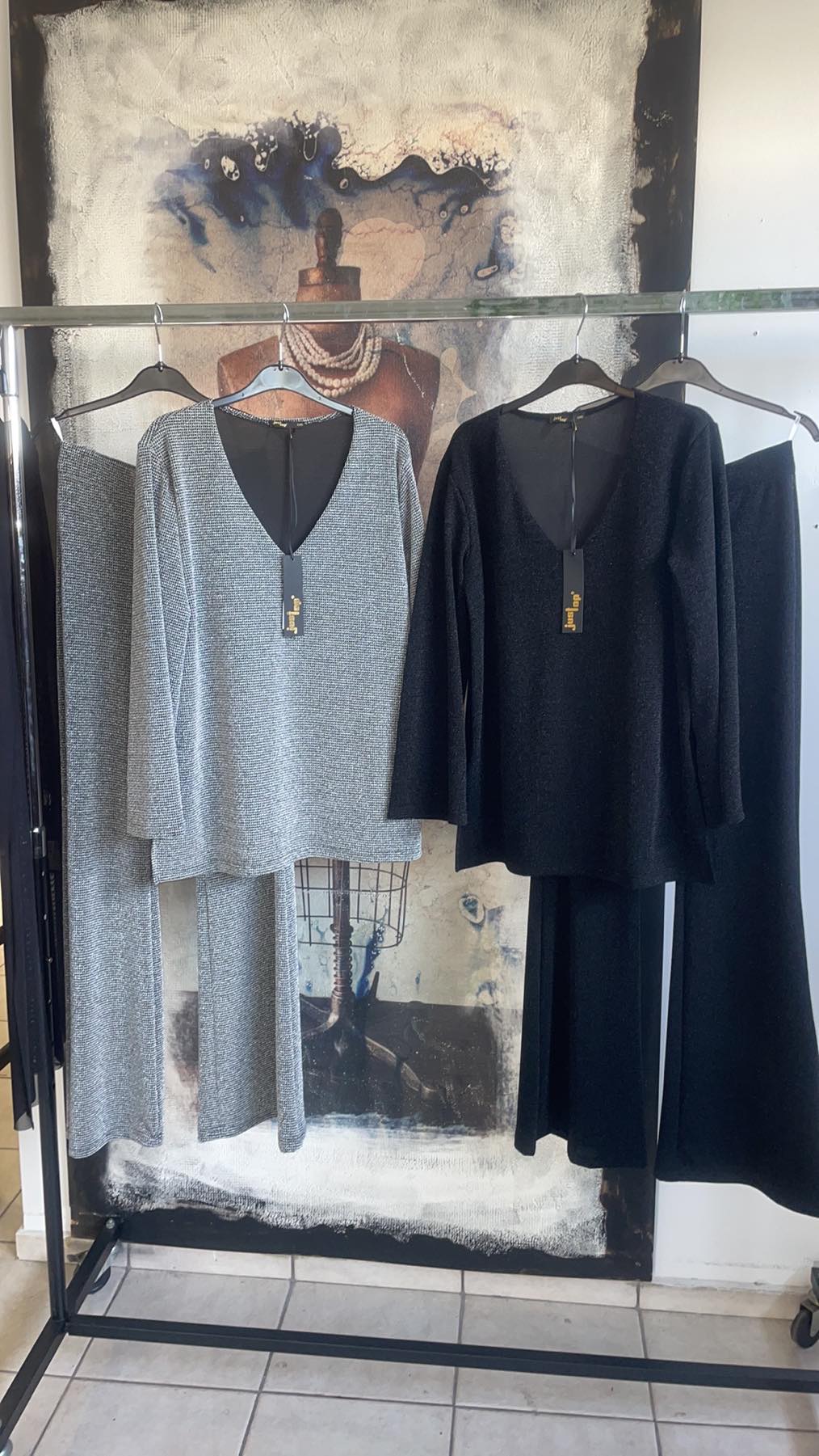 Σετ lurex μπλούζα - παντελόνα καμπάνα