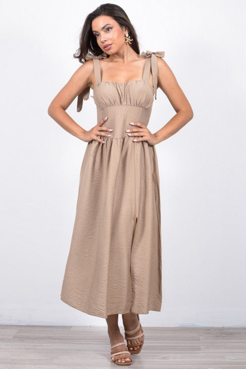 Φόρεμα midi με μπούστο κορσέ