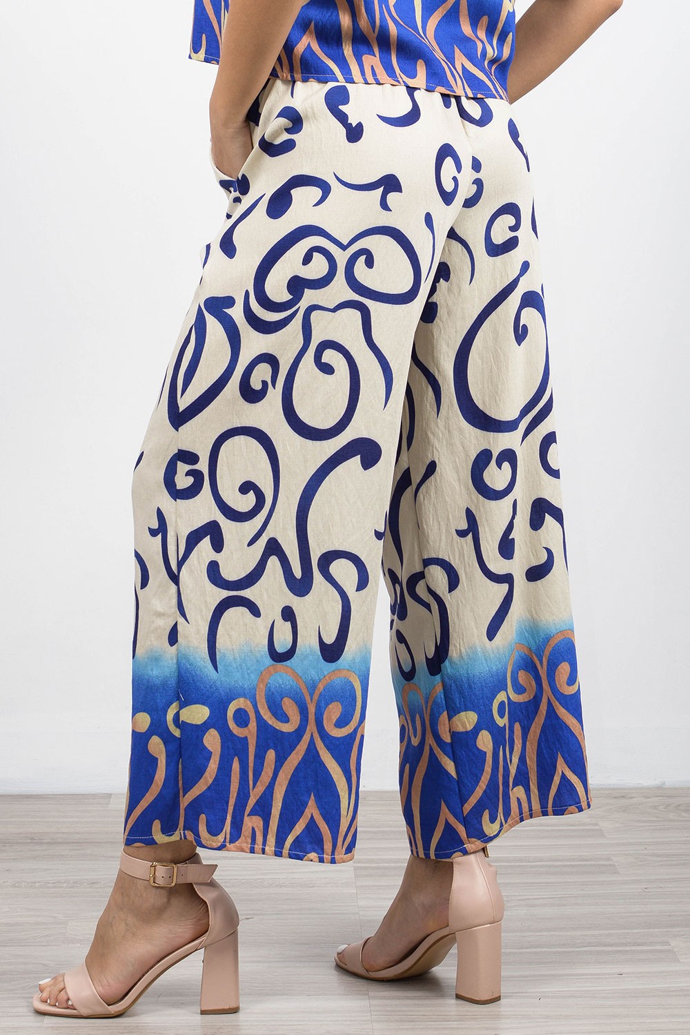 Σετ top cropped - παντελόνα printed