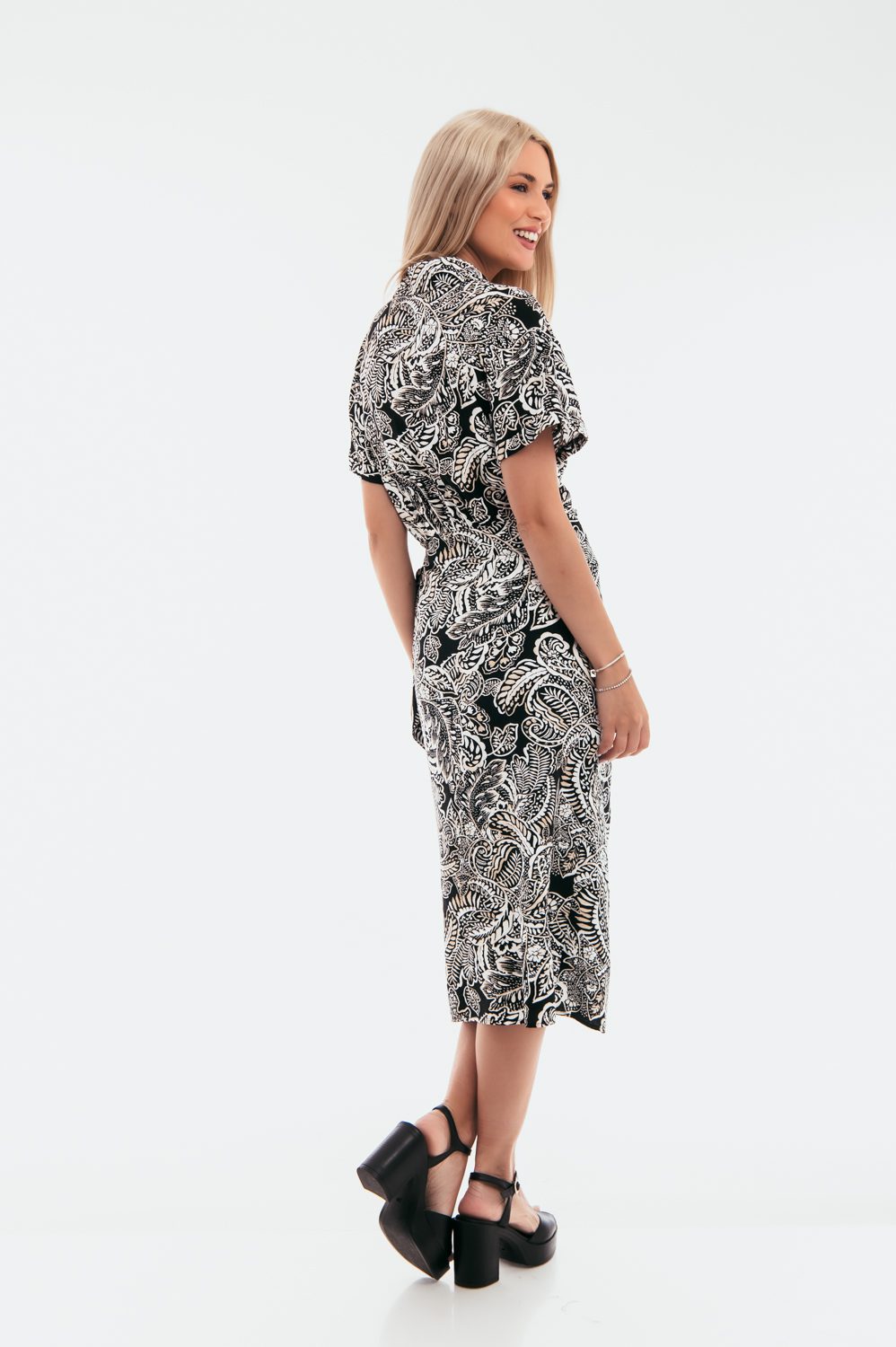 Φόρεμα croise εμπριμέ με δέσιμο