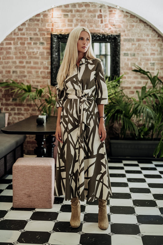 Φόρεμα maxi σεμιζιέ εμπριμέ