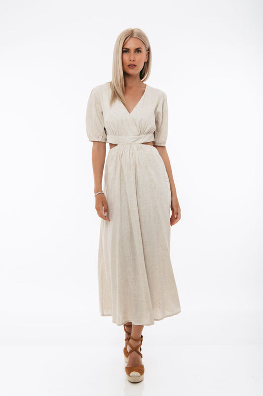 Φόρεμα maxi λινό detailed