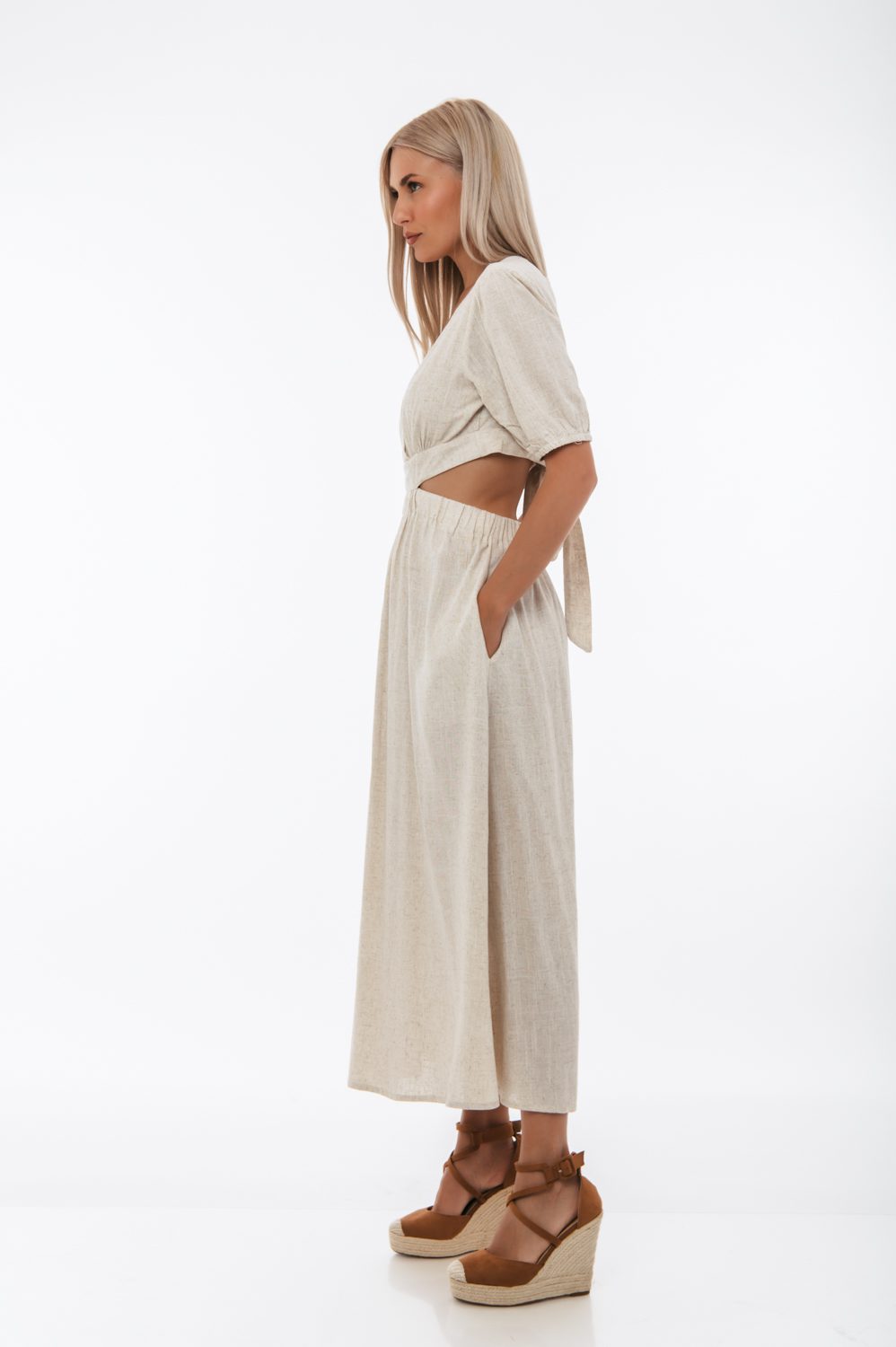 Φόρεμα maxi λινό detailed