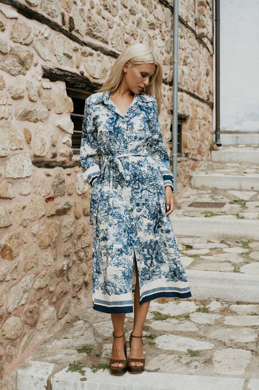 Φόρεμα maxi σεμιζιέ εμπριμέ