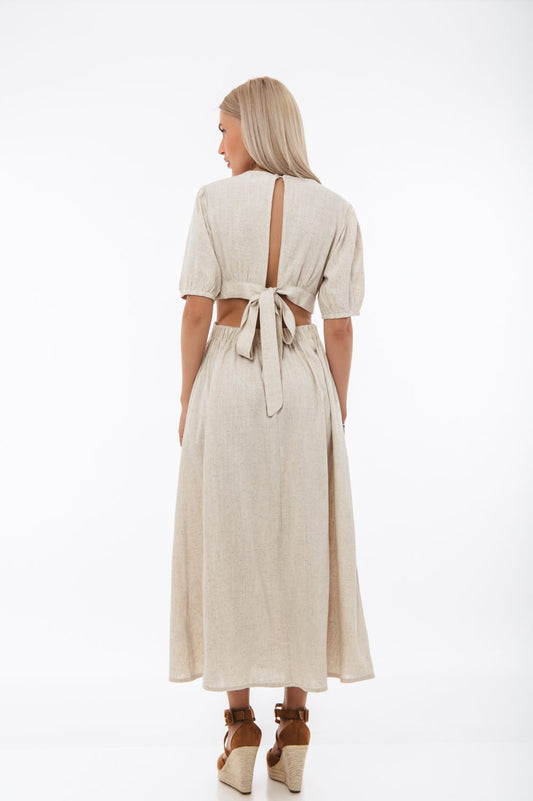 Φόρεμα maxi λινό detailed