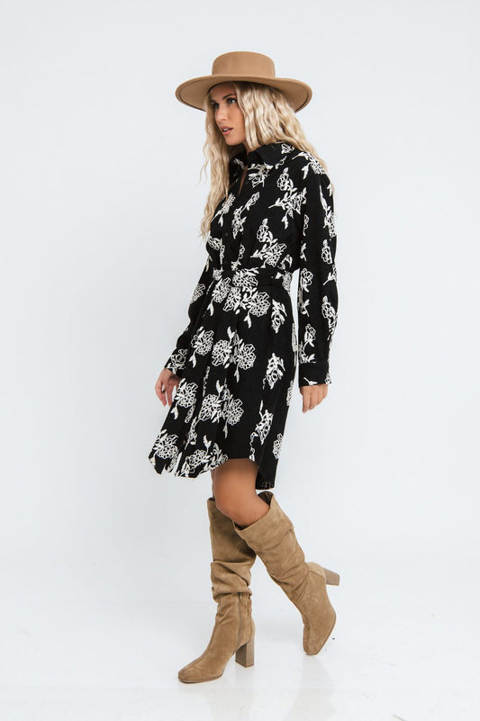 Φόρεμα midi/mini κοτλέ με κέντημα