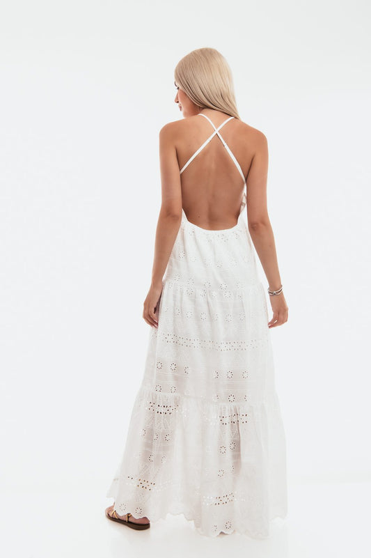 Φόρεμα maxi με κέντημα