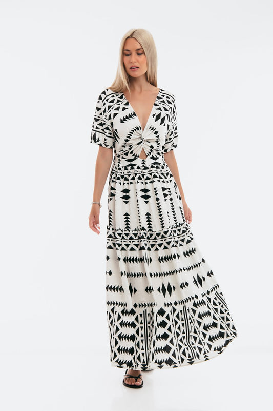 Φόρεμα maxi εμπριμέ detailed