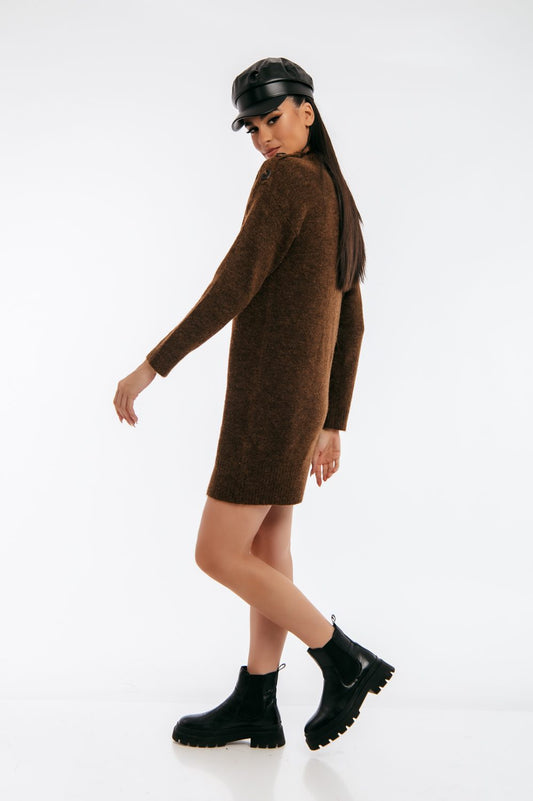 Φόρεμα mini πλεκτό με κουμπιά