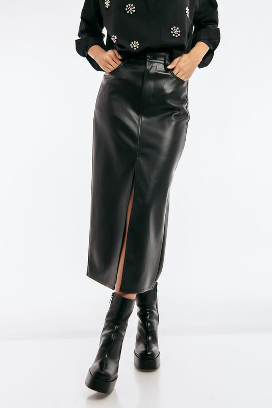 Φούστα midi δερματίνης