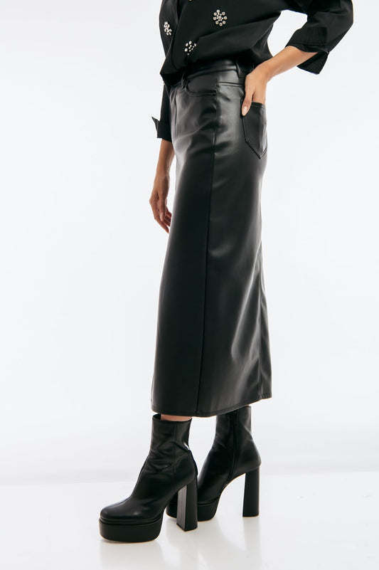 Φούστα midi δερματίνης