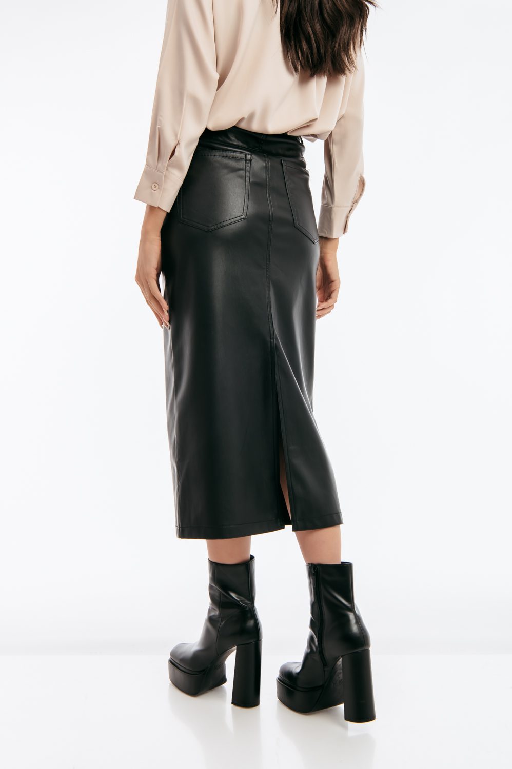 Φούστα midi δερματίνης