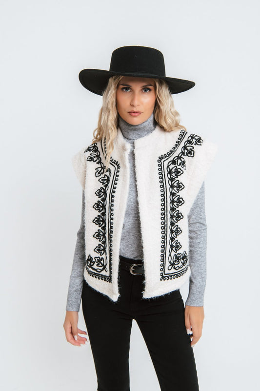 Γιλέκο oversized elegant με κέντημα