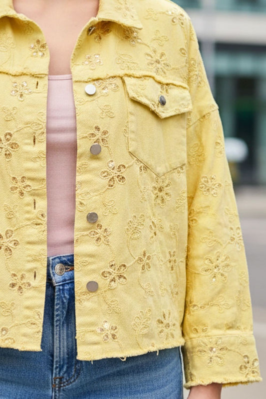 Jean Jacket με κέντημα και παγιέτα