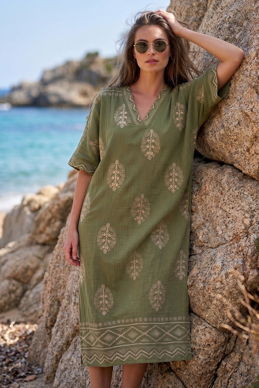 Καφτάνι midi ethnic printed