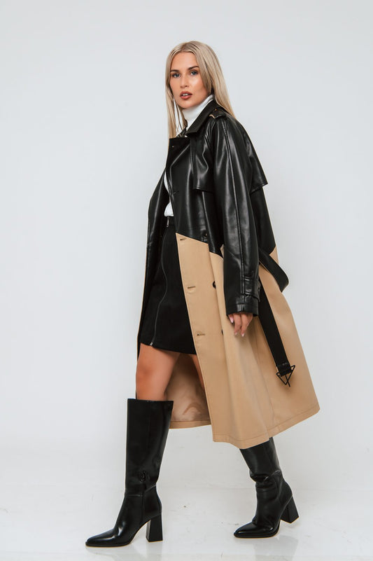 Καπαρντίνα με δερματίνη