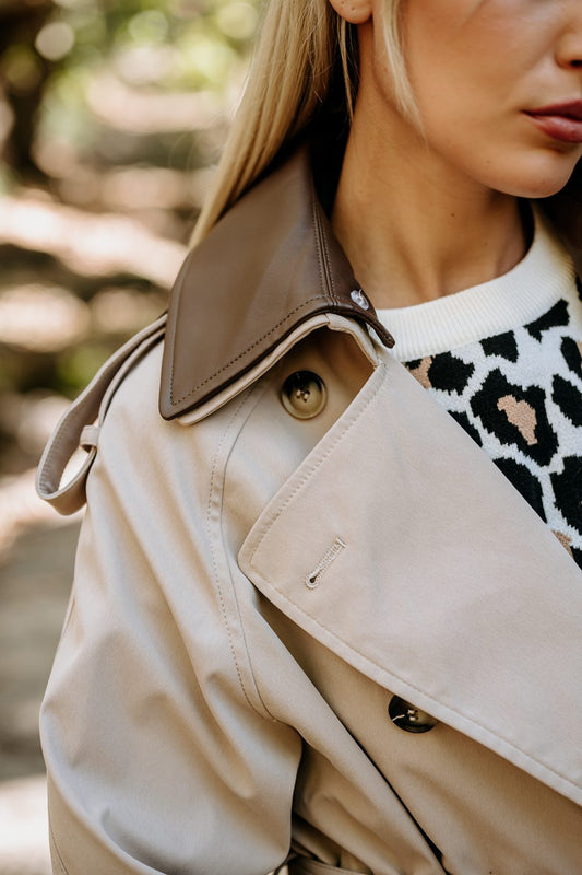 Καπαρντίνα με γιακά δερματίνης