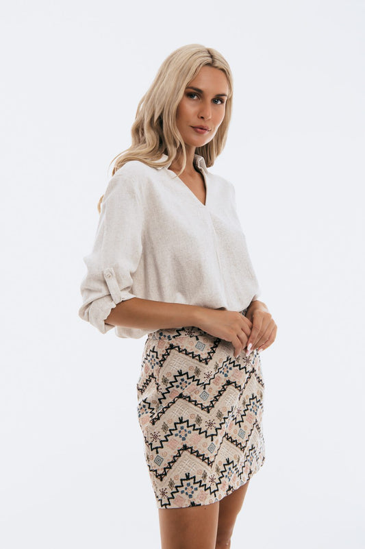 Μπλουζοπουκαμίσα λινή