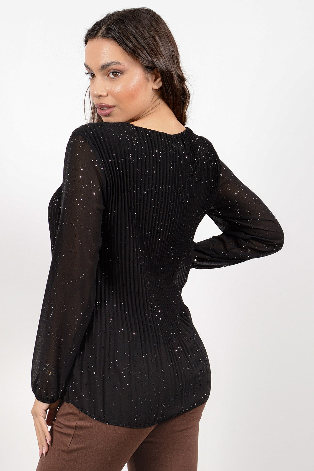 Μπλούζα πλισέ με glitter