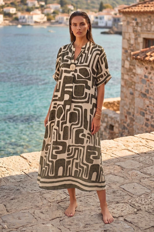 Φόρεμα midi plus size με αποσπώμενη καρφίτσα
