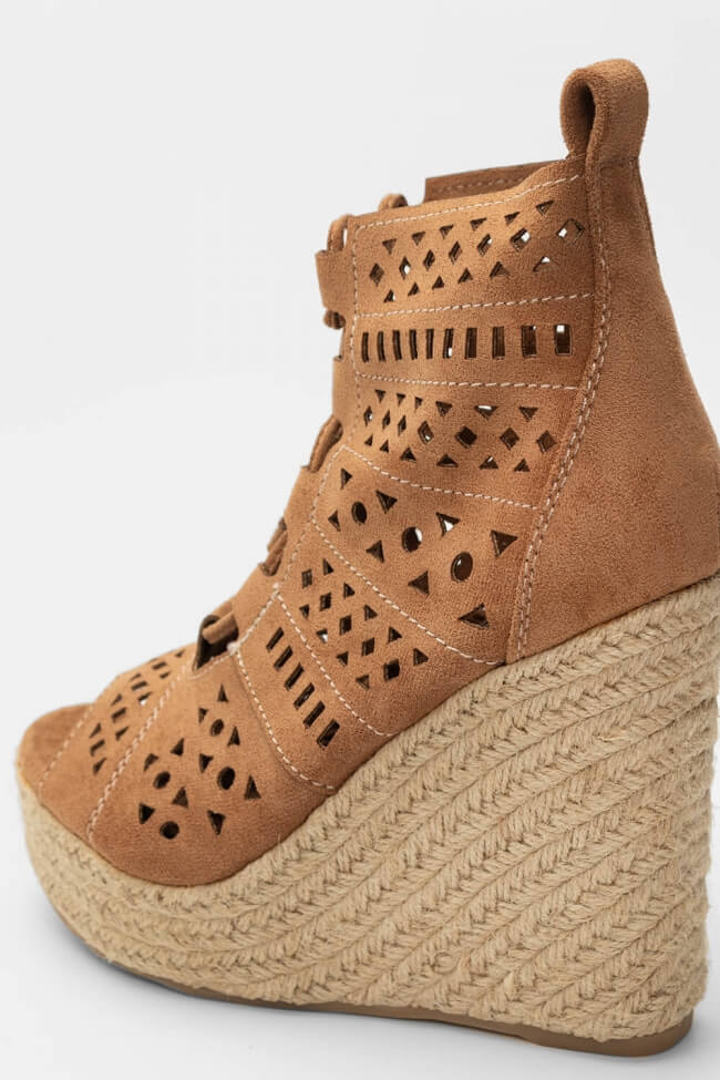 Πλατφόρμες espadrilles peep toe με κορδόνια