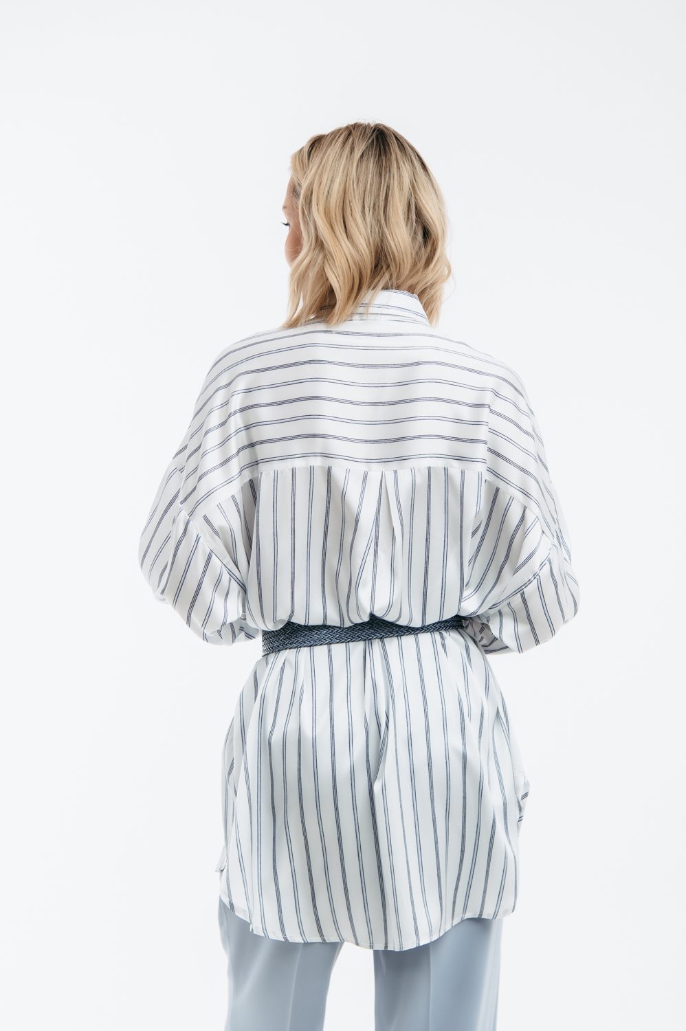 Πουκαμίσα satin oversized ριγέ