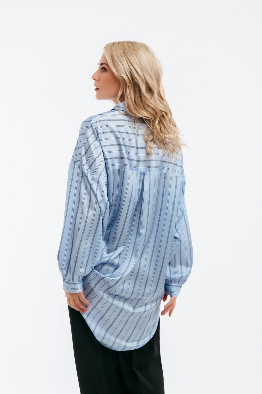 Πουκαμίσα satin oversized ριγέ