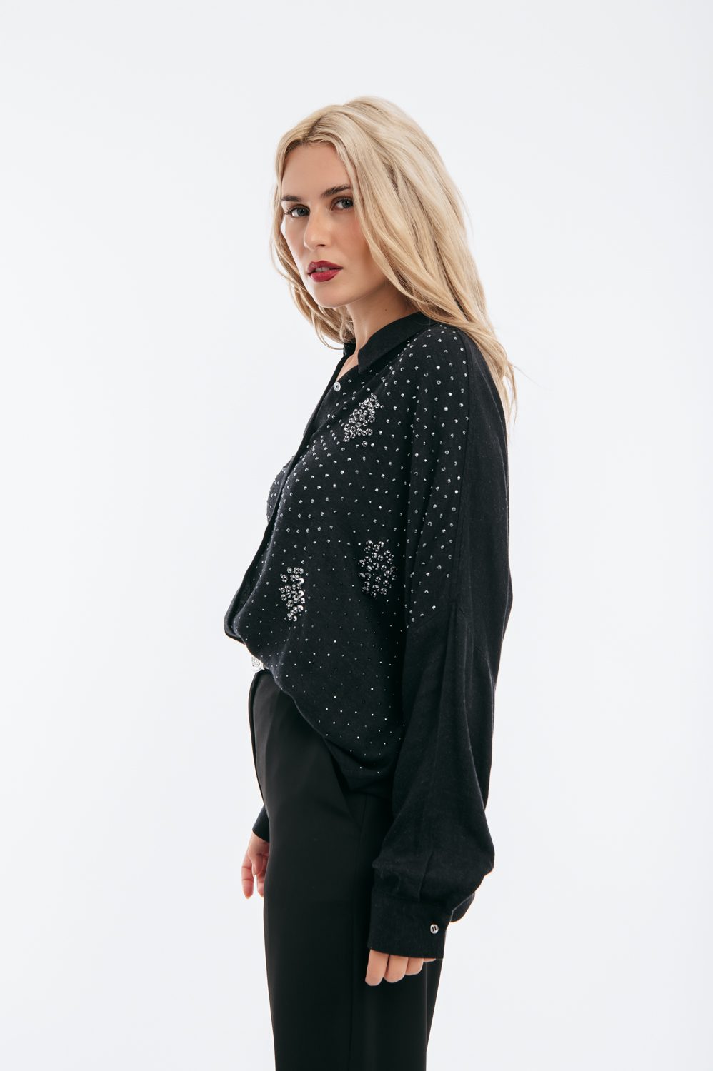 Πουκάμισο oversized με strass