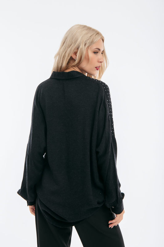 Πουκάμισο oversized με strass