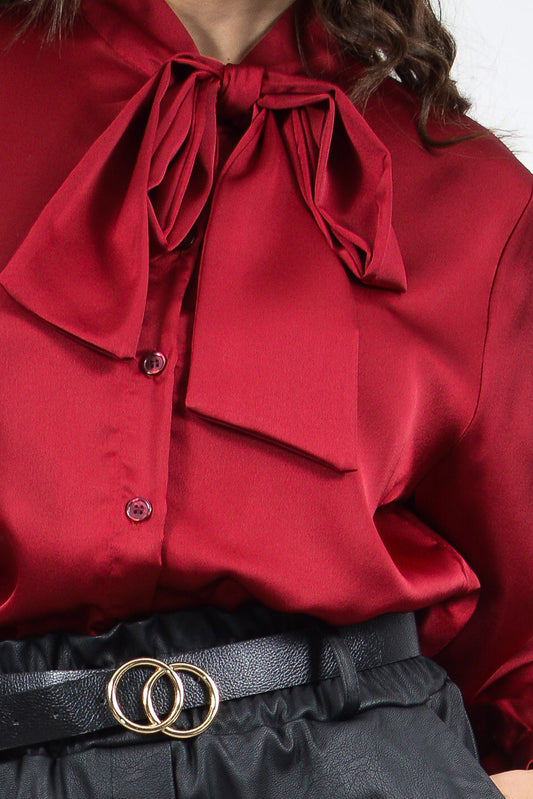 Πουκάμισο satin με φιόγκο