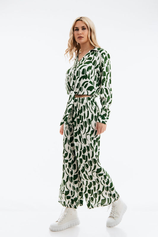 Σετ εμπριμέ πουκάμισο - παντελόνα ζιπ