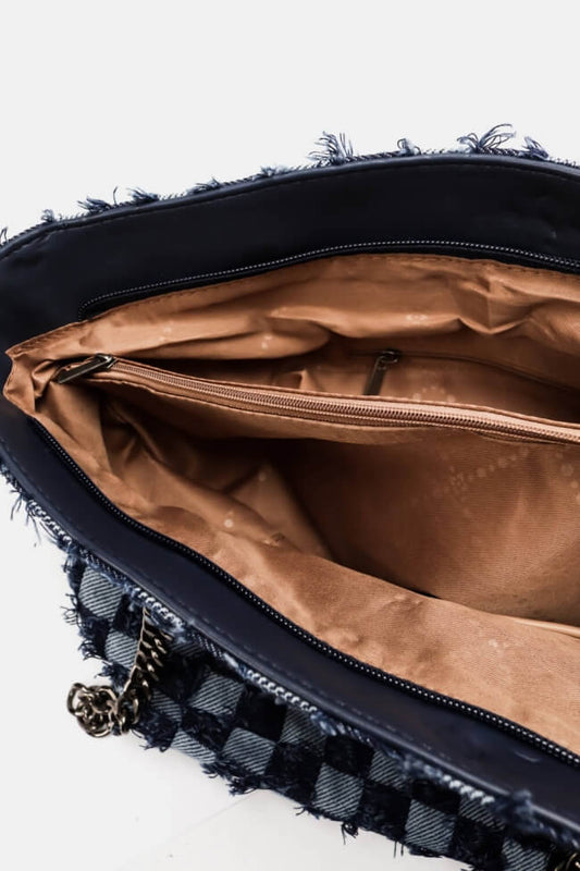 Τσάντα χειρός/ώμου υφασμάτινη καρό