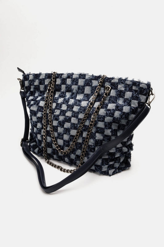 Τσάντα χειρός/ώμου υφασμάτινη καρό