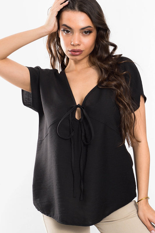 Μπλούζα crepe με δέσιμο μπροστά