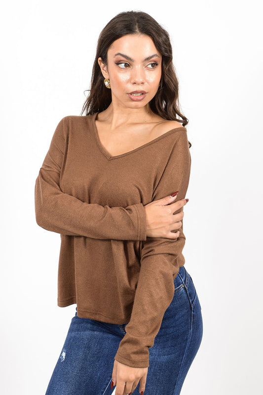 Μπλούζα πλεκτή V λαιμοκοπή