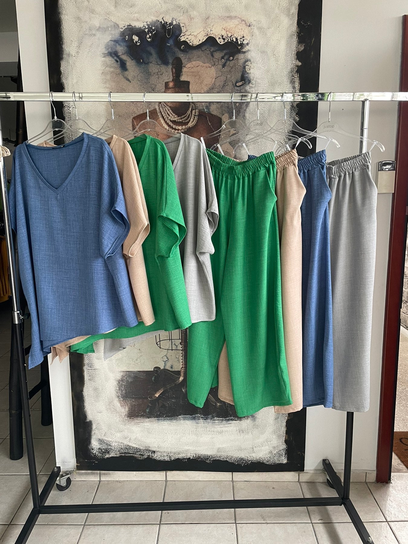 Σετ PLUS SIZE μπλούζα - παντελόνα