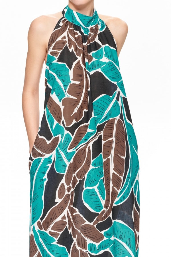 Φόρεμα maxi tropical printed detailed