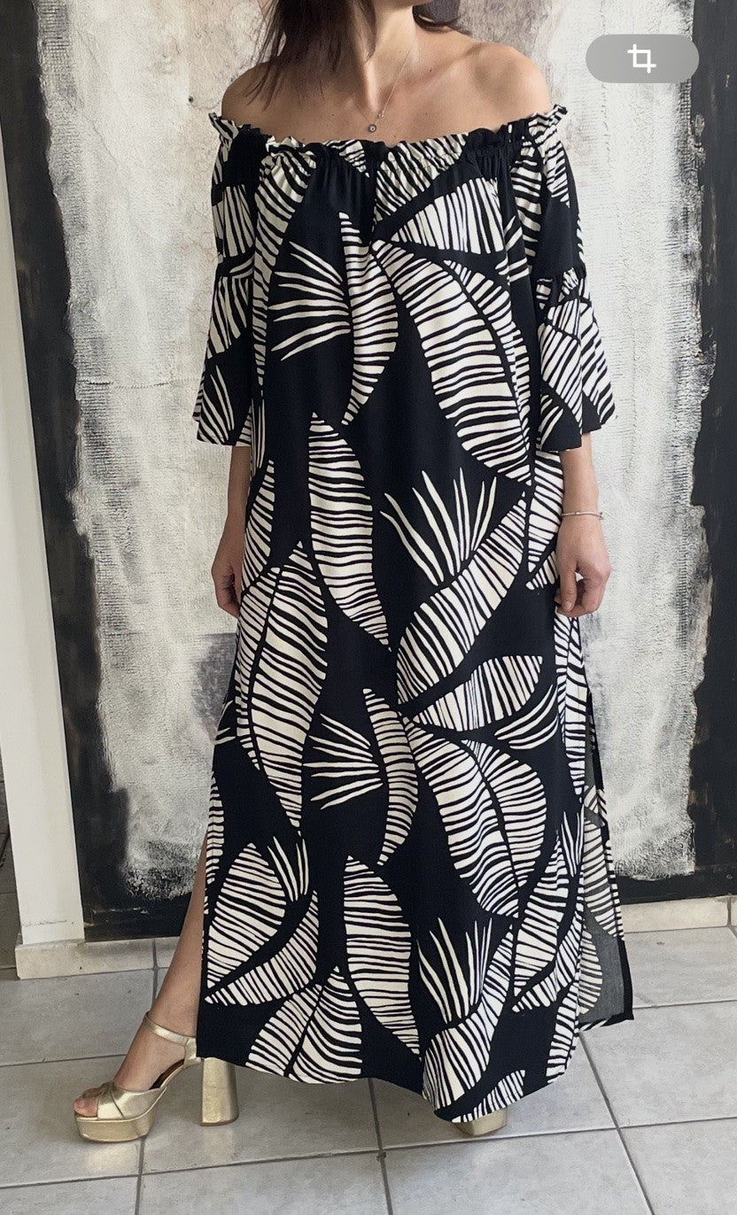 Φόρεμα maxi rayon tropical printed