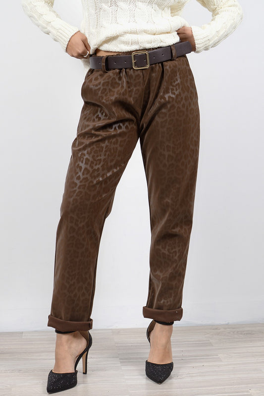 Παντελόνι δερματίνης leopard printed