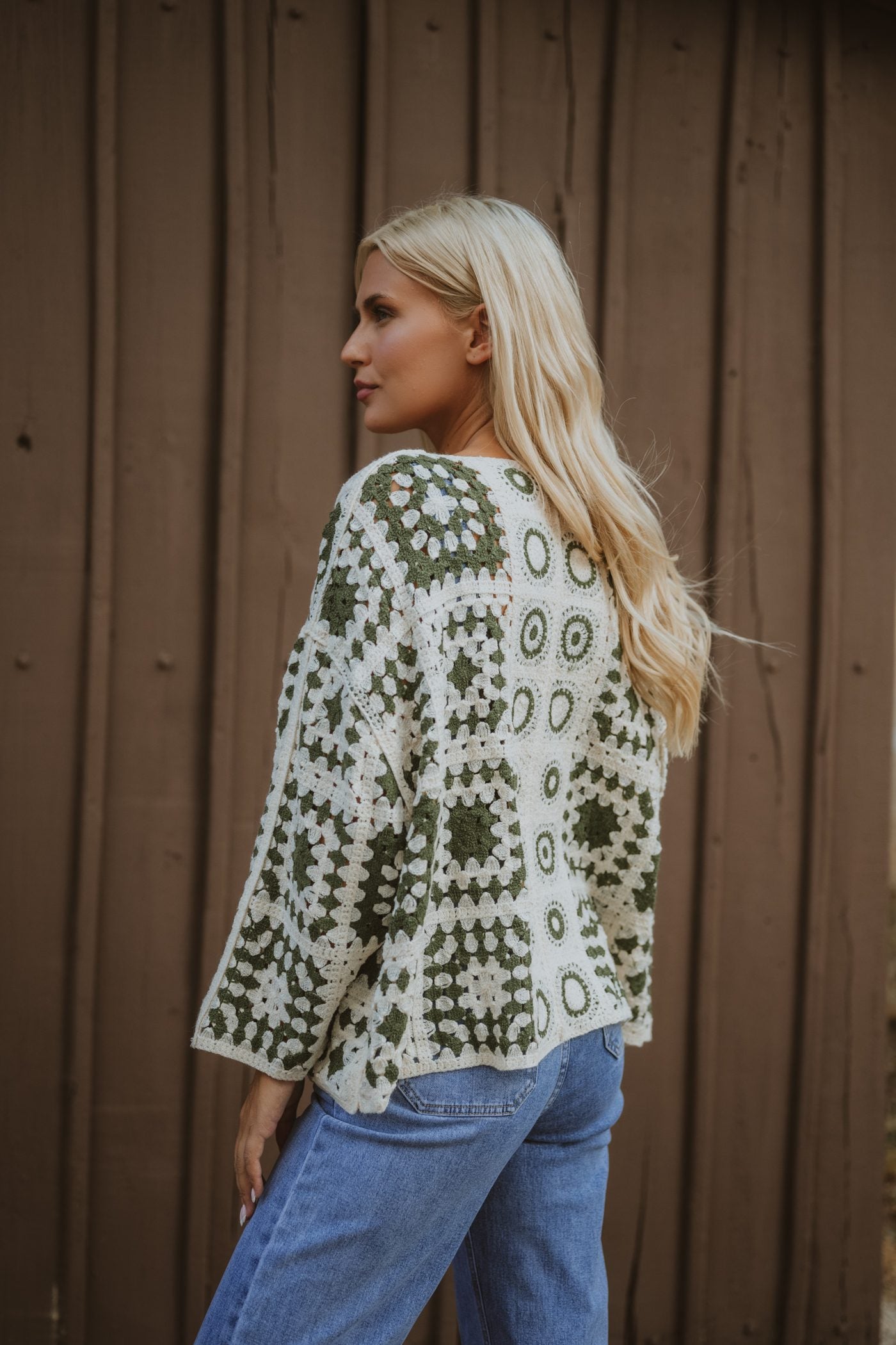 Ζακέτα crochet εμπριμέ