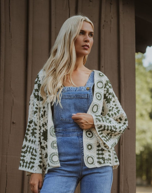 Ζακέτα crochet εμπριμέ