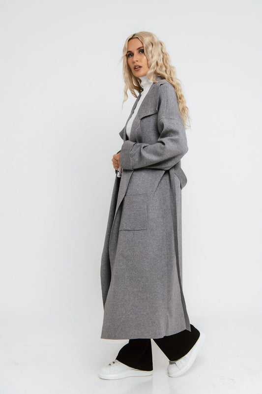 Παλτοζακέτα πλεκτή maxi με πέτα