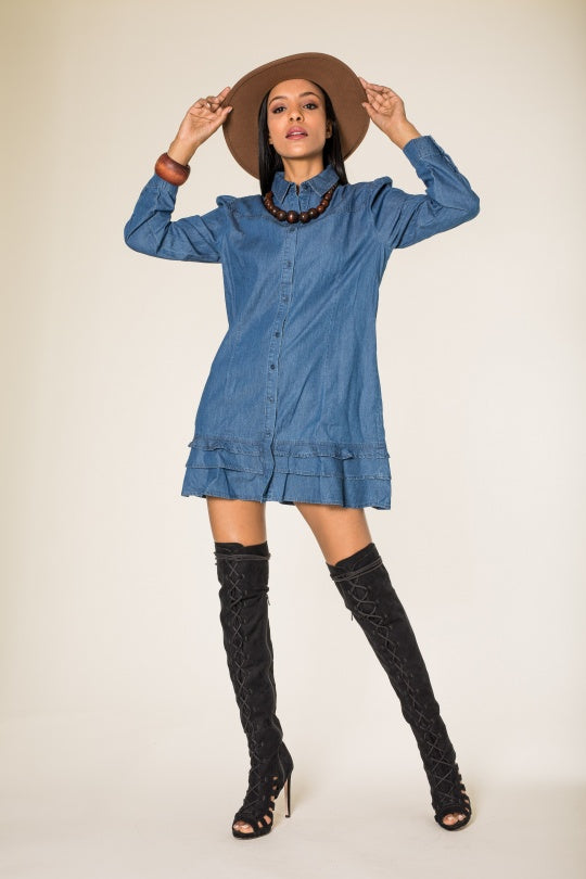 Shirt dress mini denim