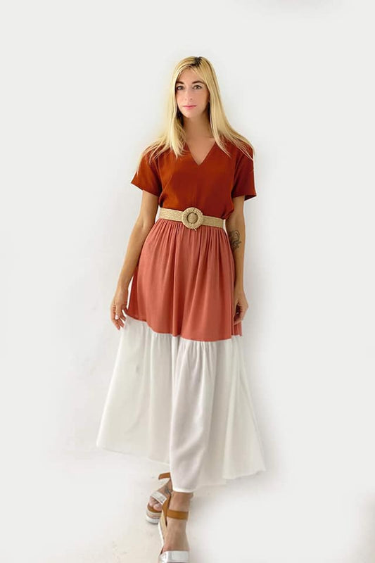 Φόρεμα maxi τρίχρωμο