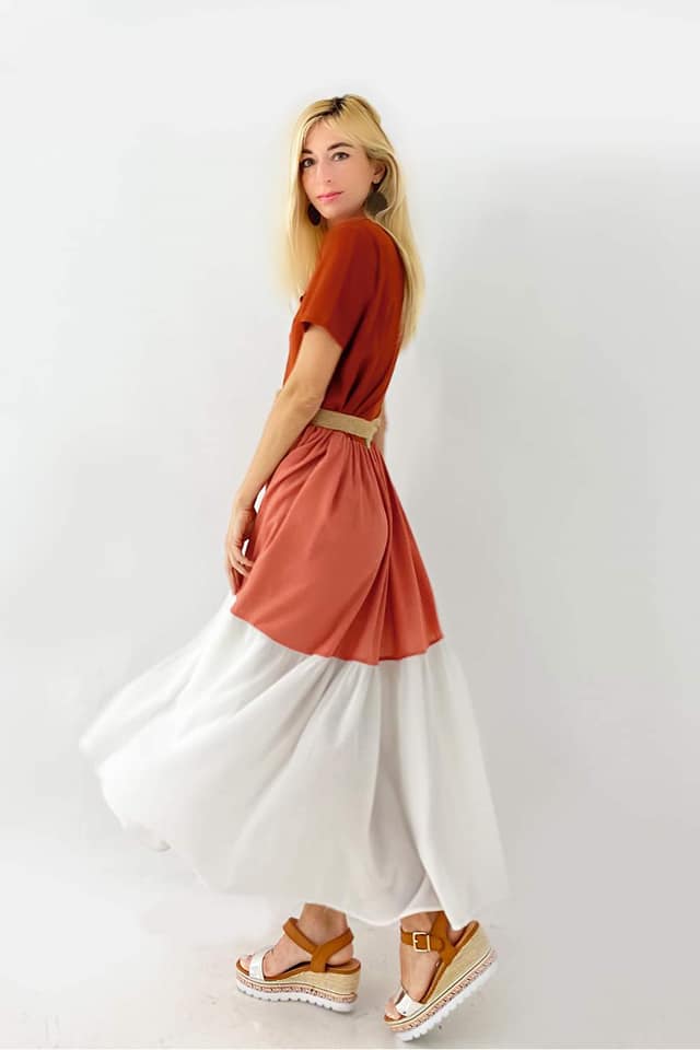 Φόρεμα maxi τρίχρωμο